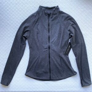 Yogalicious Lux Full Zip Jacket Heather Charcoal Thumbholes Size M